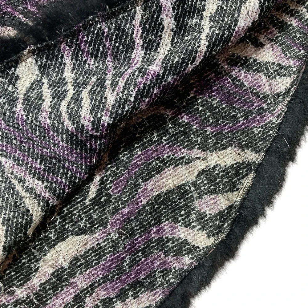 Alberto Makali Fringed Poncho Sweater‎ XS Purple Zebra Print Oversized NO BELT